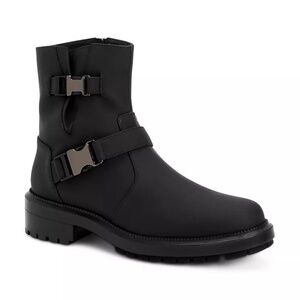 Aquatalia Women's Lillie Weatherproof Matte Leather Moto Booties - Size 8